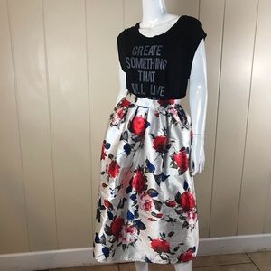 Silky floral skirt